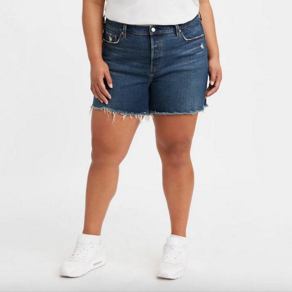 LEVI'S 501 Denim Shorts High Rise Fitted Through Hip 20W - Picture 1 of 7